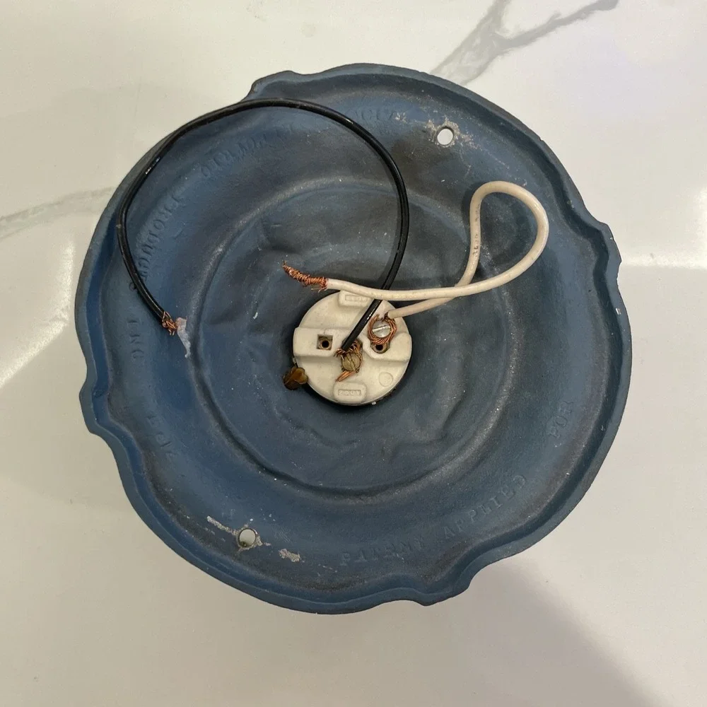Antique Vintage Art Deco Markel Cast Iron Ceiling Light Flush Mount Floral